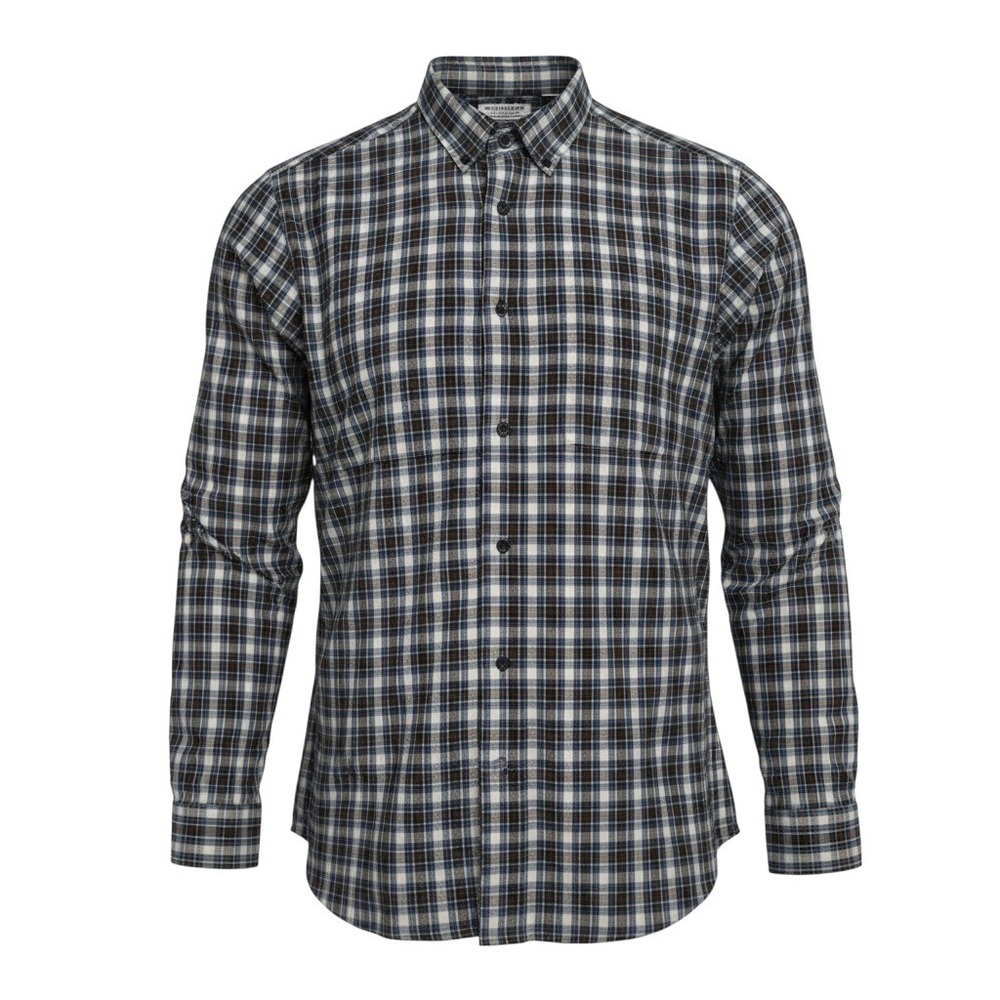 NWT Roundtree & Yorke Flannel Shirt 3XB Brown Blue Mens Plaid Button Down